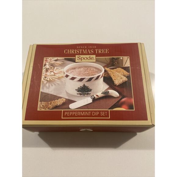 Spode Christmas Tree Peppermint Dip Set White Porcelain Brand New Open Box - Picture 1 of 5